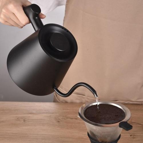 Häll över kaffevalhalskokare rostfritt stål svart