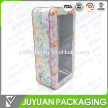 tin box with transparent window/ hinged window tin box with lid