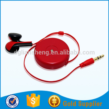 Retractable double sided earphones round shape earphone gift