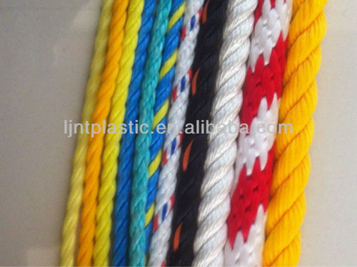 3 strand twisted polypropylene rope colorfull