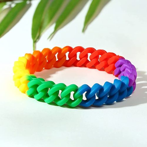 Rainbow Stripe Pride Bracelet Handmade Braided Band