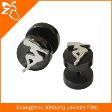 Cheater plug piercing jewelry with women shaped,double sided earring,ear stud piercing