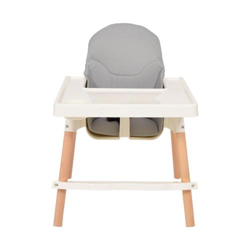 Chaise haute 2 en 1 pour bébé avec pieds en hêtre