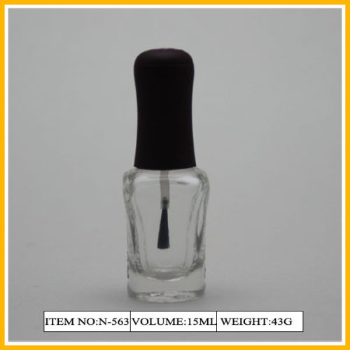 Black Cap With Glass Nail Polish Containers , 15ml Heart Shape Bottle