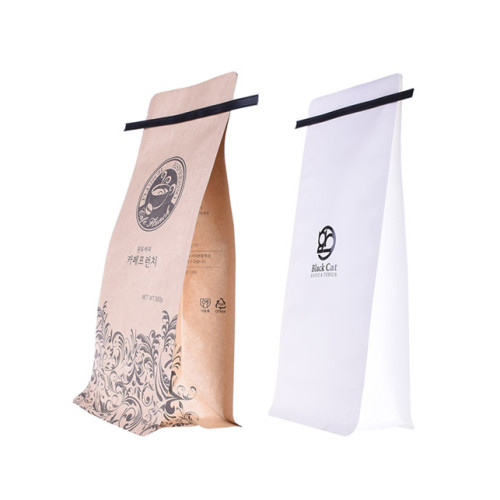 Bolsa de café compostable de fondo cuadrado de 500g con válvula