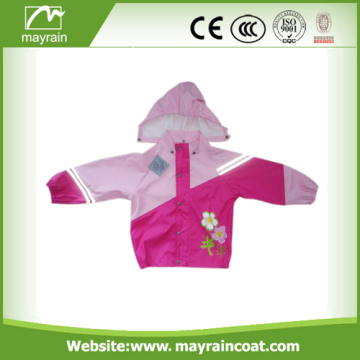 Kids PU Waterproof Customized Pink Rainsuit