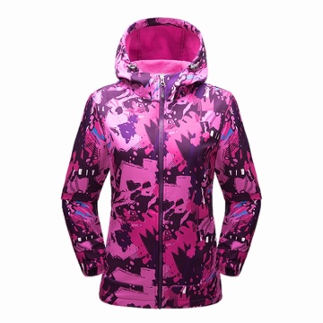 Damen Casual Print Fleece mit Reißverschluss