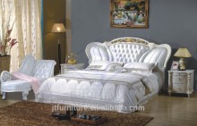 2015 hot sale upholsthery bed cheap white leather bed 8098