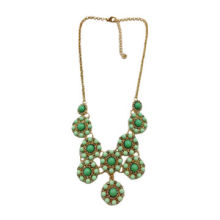 Alloy Necklace with Resin Gem Stones