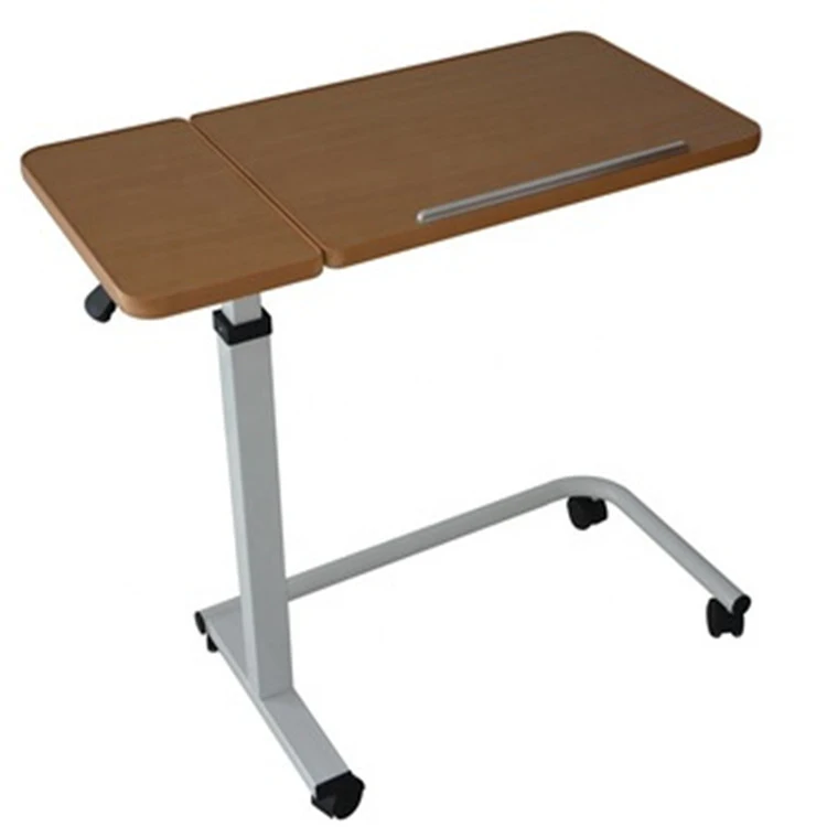 Hospital Height Adjustable Luxury Overbed Table with Wheels