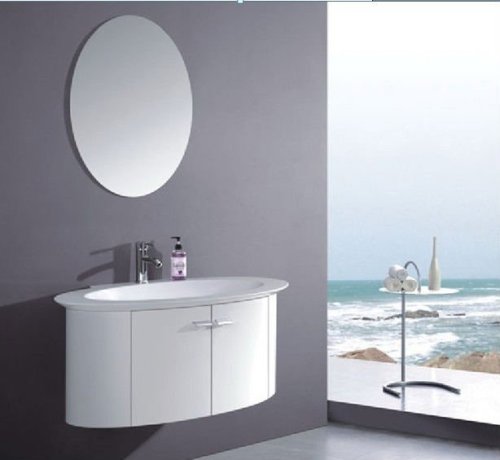 Armário de plástico Vanity banheiro PVC branco