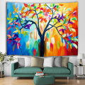 Colorful Tree Tapestry Oil Painting Wall Hanging Psychedelic Forest Tapestry for Livingroom Bedroom Home Dorm Decor