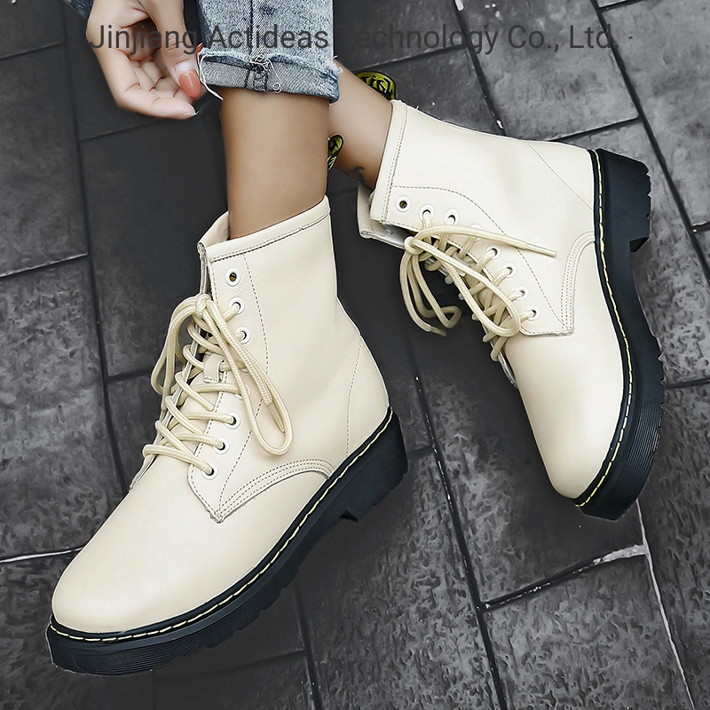 Latest High Top Winter Fashion Casual Sports Shoes White Leather Women Boots