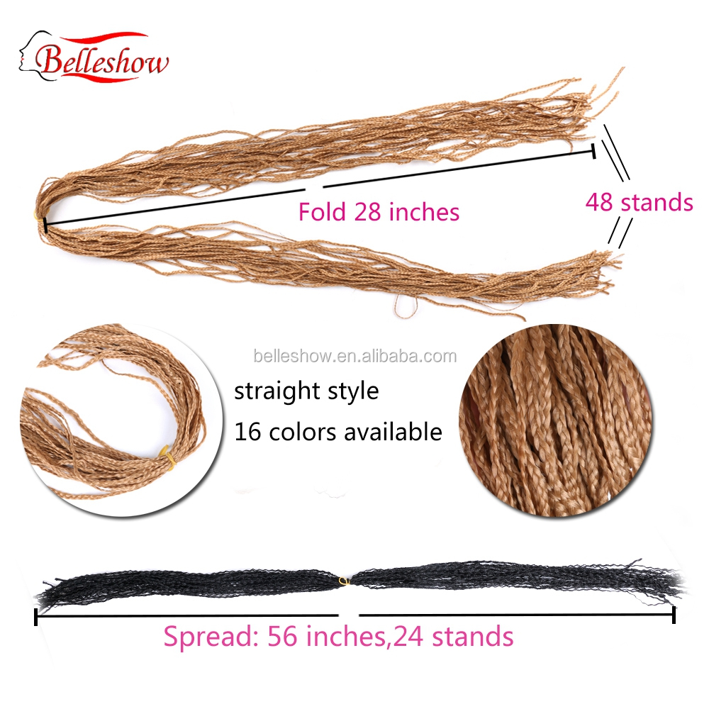 Hot sell Purple Blonde colored Long Colorful 28 inch Zizi Box Braids Hair Crochet Box Hair Extension Synthetic 3x box Braid