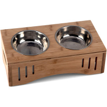 Retro style Eco Friendly Bamboo Holder Pet Bowl
