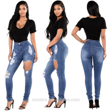 Hot sale customize blue fashion jeans stock women jeans china negotiate price