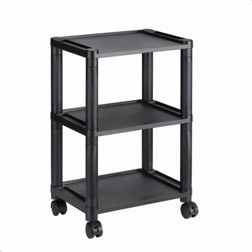 New design three shelf adjustable plastic printer stand with wheels with slots