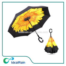 unique lovely sunflower umbrella inside out that folds backwards