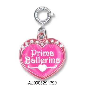 pink heart charm with crystals
