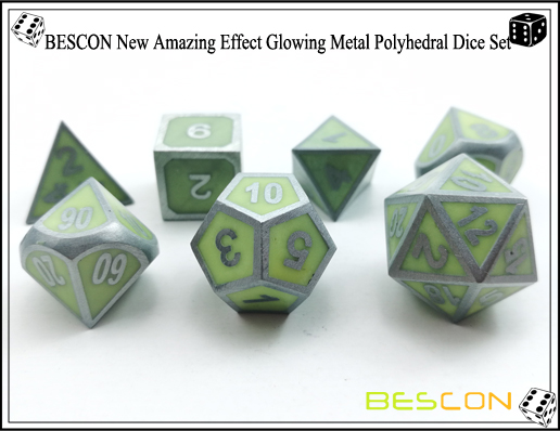 BESCON Neuer Erstaunlicher Effekt Glühend im Dunklen Metall Polyhedral Rolle Spielen RPG Spiel Würfel Set von 7-7 BESCON New Amazing Effect Glowing in the Dark Metal Polyhedral Role Playing RPG Game Dice Set of 7-7