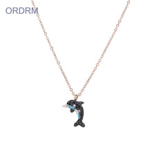 Cute Dolphin Diamond Pendant Necklace For Daughter