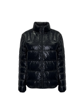 Black round neck down jacket