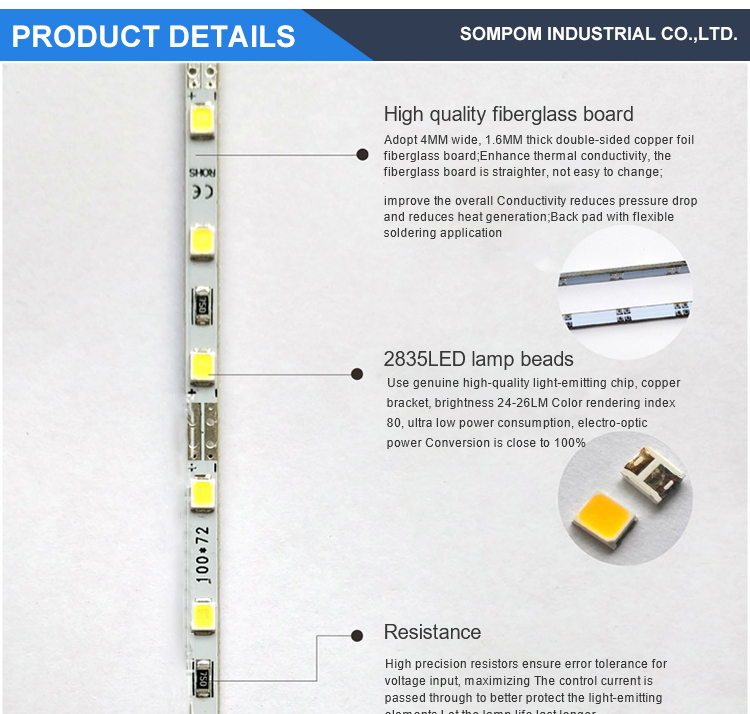 2835 rigid led strip dc12v 72leds 4mm led light bar for kitchen under cabinet showcase party show