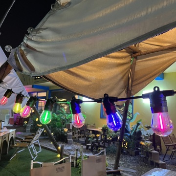 Colorful S14 LED Patio String Lights - Outdoor Weatherproof Flexible Hanging Sockets