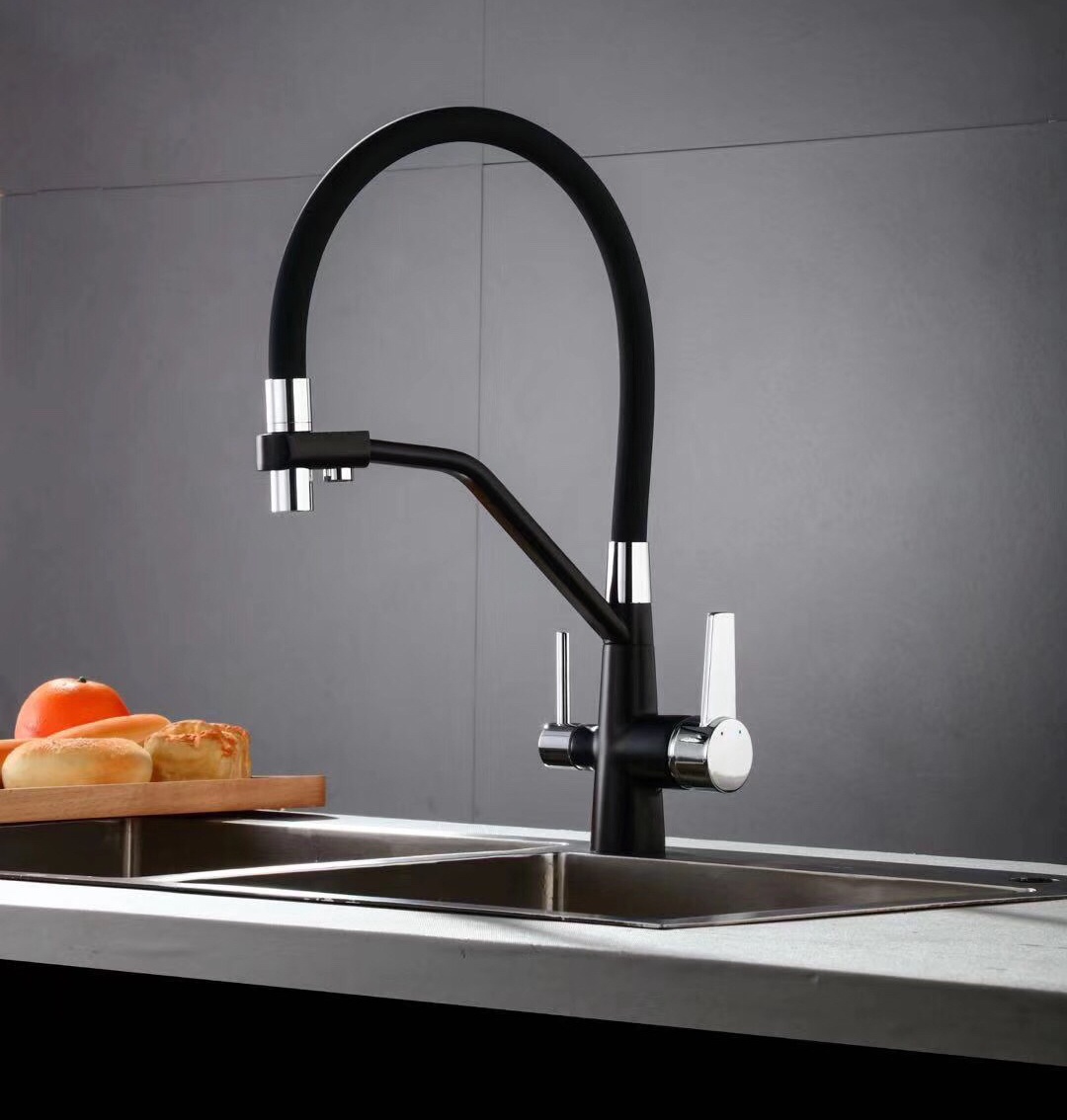 YLK0076 Black painting 3 three way filtered drinking mixer tap chrome plated water purifier kitchen faucet