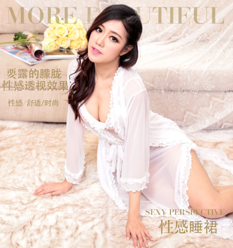 Guangzhou China upscale lingerie explosion models women sexy sleepwear Chiffon three-piece Lingerie