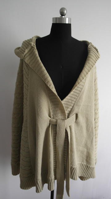 Ladies cable knit hooded poncho cardigan sweater