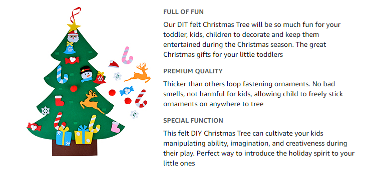 YM 26pcs Detachable Ornaments DIY Felt Christmas Tree Wall Hanging Xmas Gifts Christmas Decorations