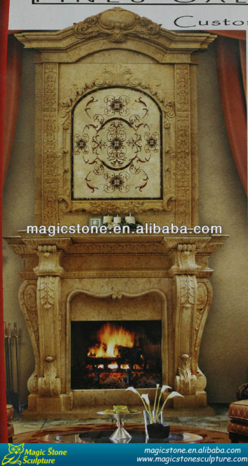 indoor used fireplaces with carving