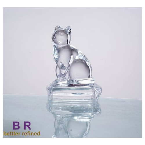 Glass Cat Shape Statue For Gift Home Decoration