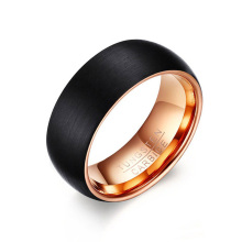 Black rose gold 8mm brushed tungsten wedding band