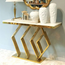 Stainless Steel Entryway Console Table with Mirror