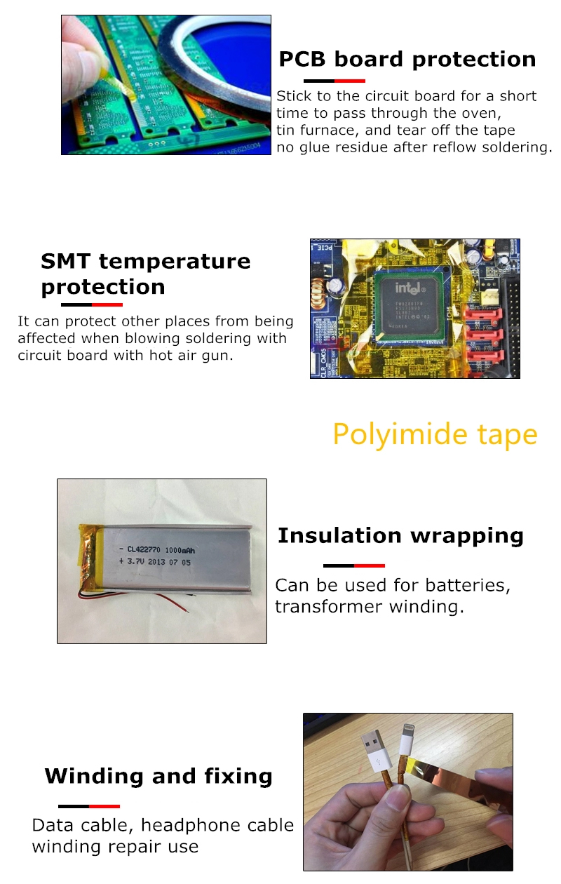 Anti Static Polyimide Film Heat Insulating Tape High Temperature Resistant Polyimide Tape for PCB Masking