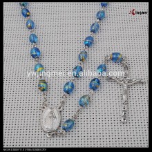 6*8mm glass rosary with Madonna center piece,oval beaded rosaries