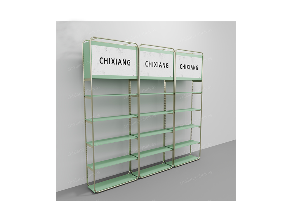 Açık Yeşil Metal Çerçeve Duvar Teşhir Rafı x Light Green Metal Frame Wall Display Shelf x