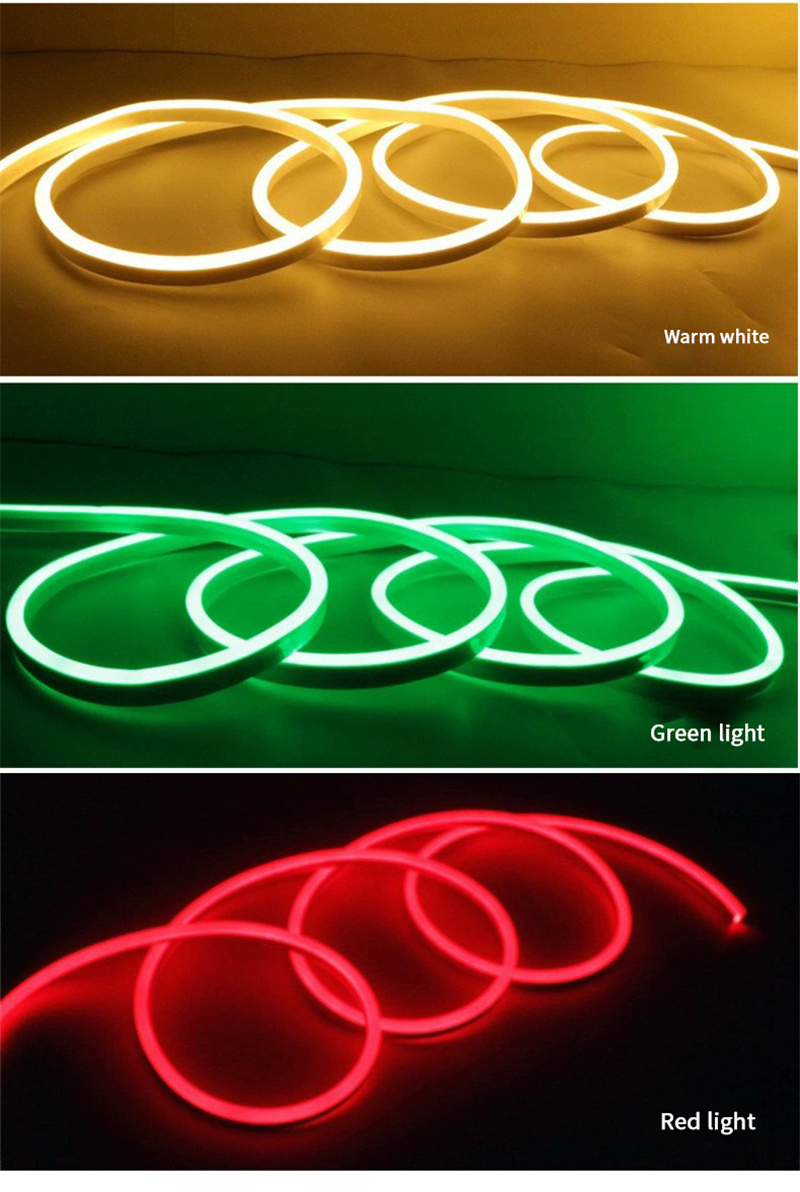 220V Silicone PVC Led Neon Tube 8*16mm 120 leds Custom IP65 Outdoor Cuttable Rope Light Flex Neon Lights