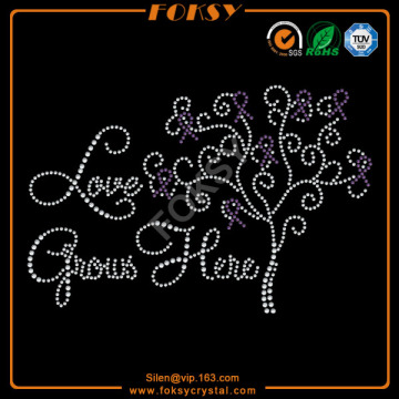 love ribbon breast cancer rhinestone transfer