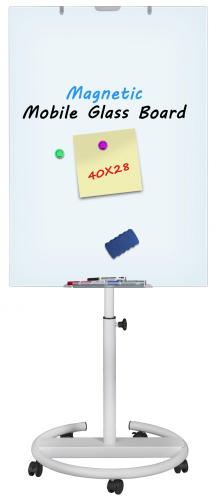 Magnetic Adjustable in height Mobile Glass Flipchart Easel