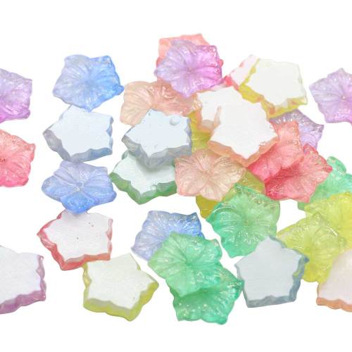 100 stks / partij Bling Kleur Hars Stervorm Cabochons Mix Kleuren Glanzende Hars Strass Plaksteen Cabochon Voor Haar Boog Centrum Decor