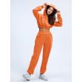 2021 Custom Womens Cropped Hoodie Tracksuit Set Fashion