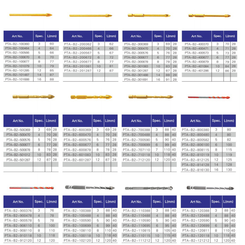 Triangle Shank Multi Purpose 3 Cutting Edge Construction Drill Bits for Glass Ceramic Porcelain Tile