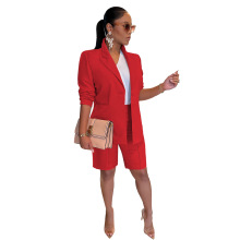 Women's Suit Set: Jacket and Shorts Two-Piece Casual Outfit for Spring and Summer