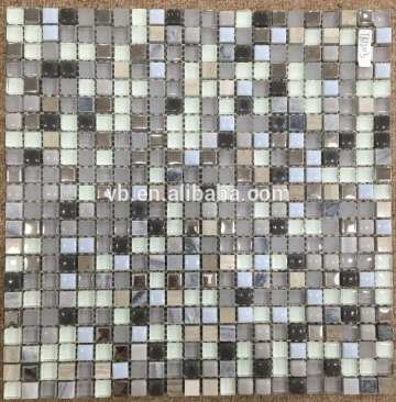 grey color natural glass and stone mosaic tiles