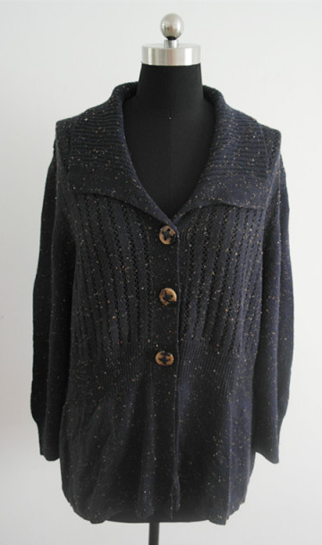 Fashion big size and big button lady cardigan sweater