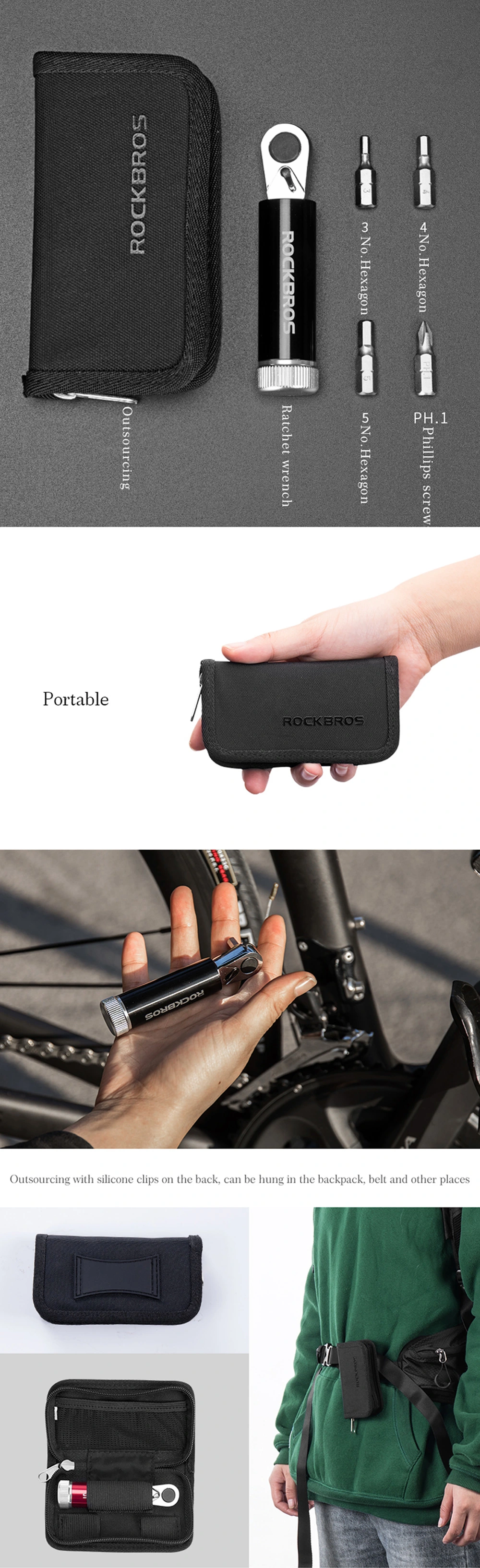 Rockbros Cycling Equipment Accessories Bicycle Toolkit Repair and Repair Mountain Bike Toolkit Made in China