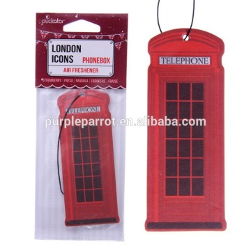 Strawberry London Icons Telephone Box Paper Car Air Freshener